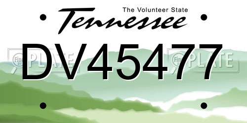 DV45477 Tennessee License Plate
