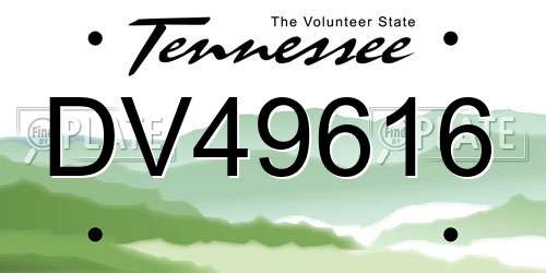 DV49616 Tennessee License Plate