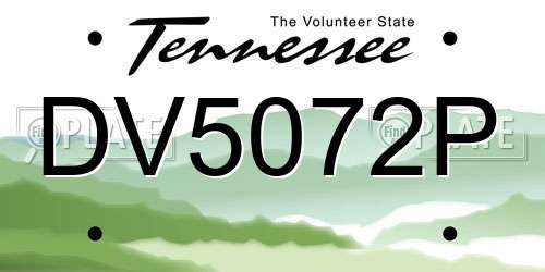 DV5072P Tennessee License Plate