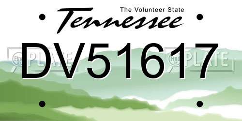 DV51617 Tennessee License Plate
