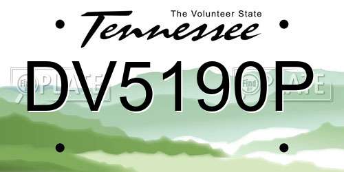DV5190P Tennessee License Plate