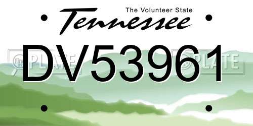 DV53961 Tennessee License Plate