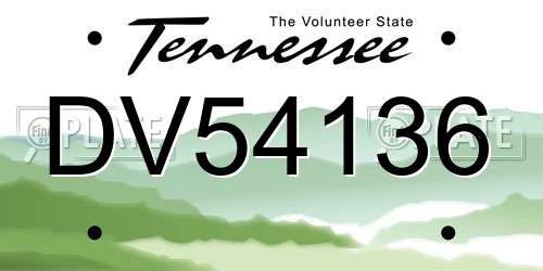 DV54136 Tennessee License Plate