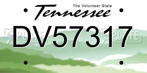 DV57317 Tennessee License Plate
