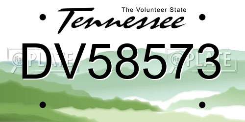 DV58573 Tennessee License Plate