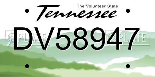 DV58947 Tennessee License Plate