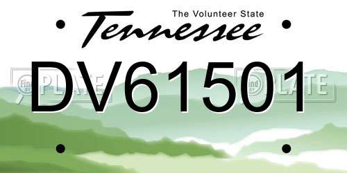 DV61501 Tennessee License Plate
