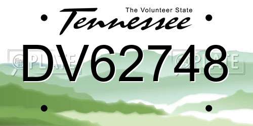 DV62748 Tennessee License Plate