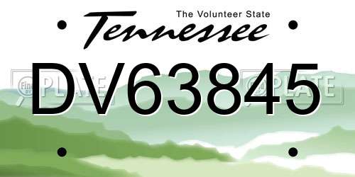 DV63845 Tennessee License Plate