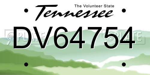 DV64754 Tennessee License Plate