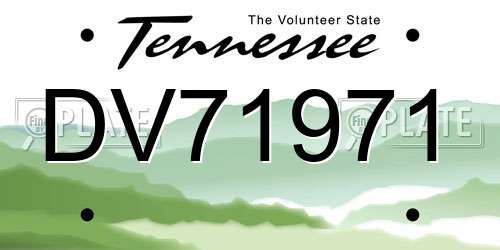 DV71971 Tennessee License Plate