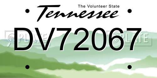DV72067 Tennessee License Plate