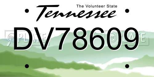 DV78609 Tennessee License Plate