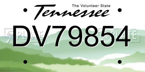 DV79854 Tennessee License Plate