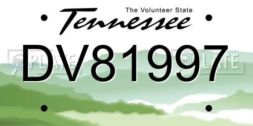 DV81997 Tennessee License Plate