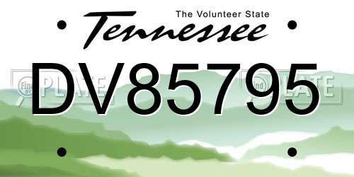 DV85795 Tennessee License Plate