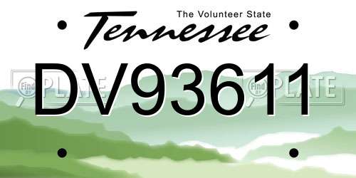 DV93611 Tennessee License Plate