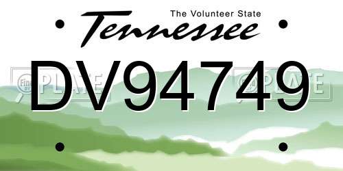 DV94749 Tennessee License Plate