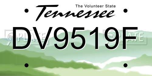 DV9519F Tennessee License Plate