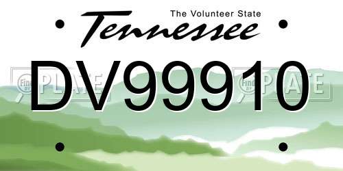 DV99910 Tennessee License Plate