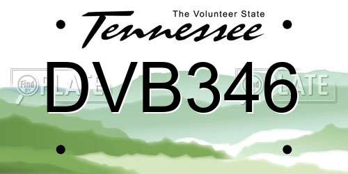 DVB346 Tennessee License Plate