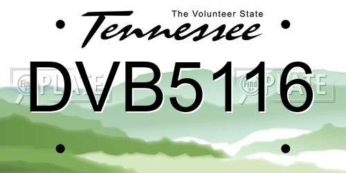 DVB5116 Tennessee License Plate