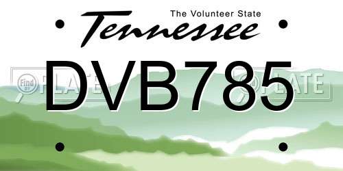 DVB785 Tennessee License Plate