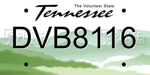 DVB8116 Tennessee License Plate