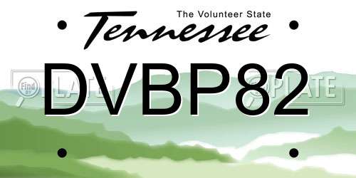 DVBP82 Tennessee License Plate