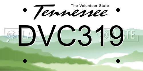 DVC319 Tennessee License Plate