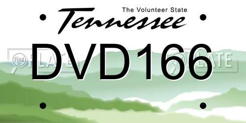 DVD166 Tennessee License Plate