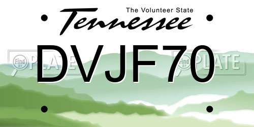 DVJF70 Tennessee License Plate
