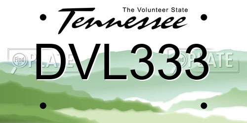 DVL333 Tennessee License Plate