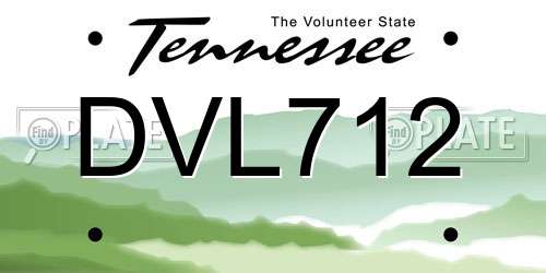 DVL712 Tennessee License Plate