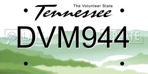 DVM944 Tennessee License Plate