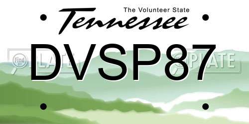 DVSP87 Tennessee License Plate