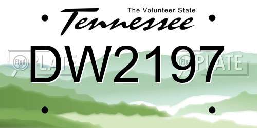 DW2197 Tennessee License Plate