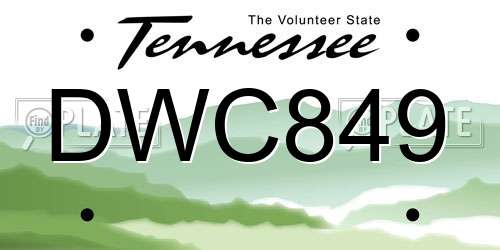 DWC849 Tennessee License Plate