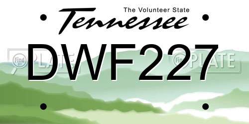 DWF227 Tennessee License Plate
