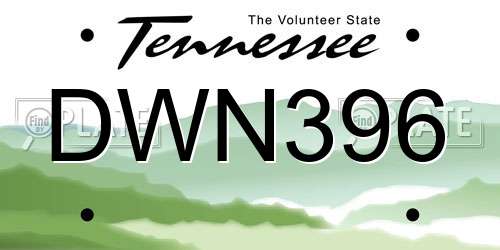 DWN396 Tennessee License Plate