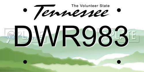 DWR983 Tennessee License Plate