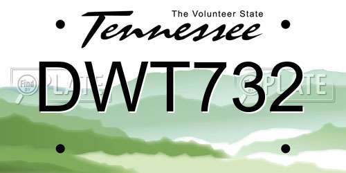 DWT732 Tennessee License Plate