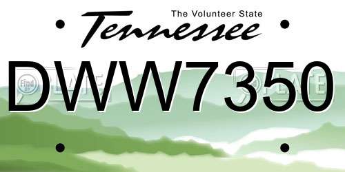 DWW7350 Tennessee License Plate