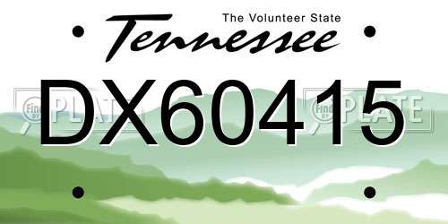 DX60415 Tennessee License Plate