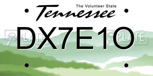 DX7E1O Tennessee License Plate