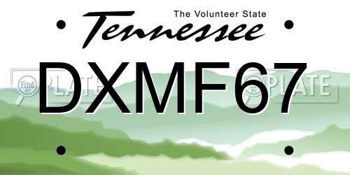 DXMF67 Tennessee License Plate