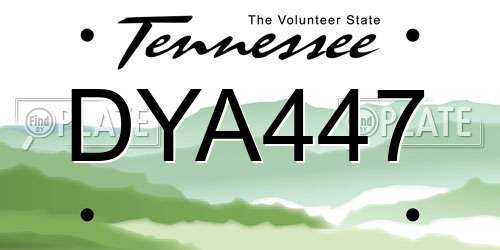 DYA447 Tennessee License Plate