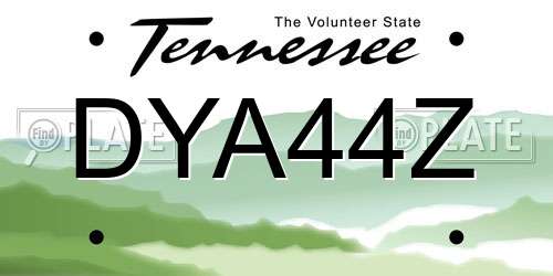 DYA44Z Tennessee License Plate
