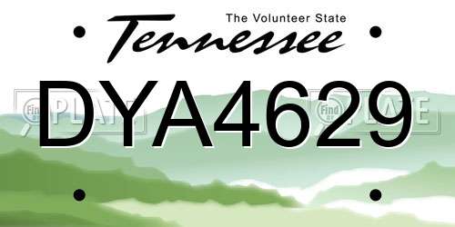 DYA4629 Tennessee License Plate