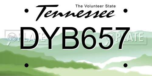 DYB657 Tennessee License Plate